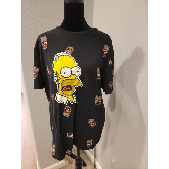 Simpsons Homer Duff Beer Graphic Print T-Shirt Mens Large Black - Picture 1 of 3